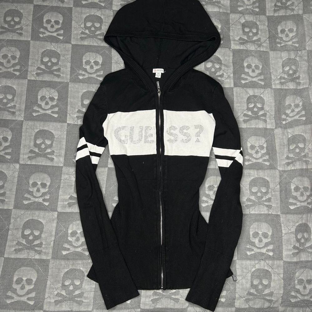 Y2k guess bling zip up